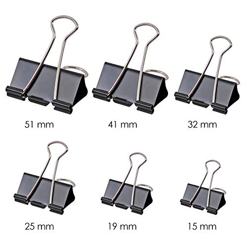 Pack of 12 Black 41mm Foldback Binder Clips