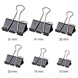 Pack of 12 Black 41mm Foldback Binder Clips