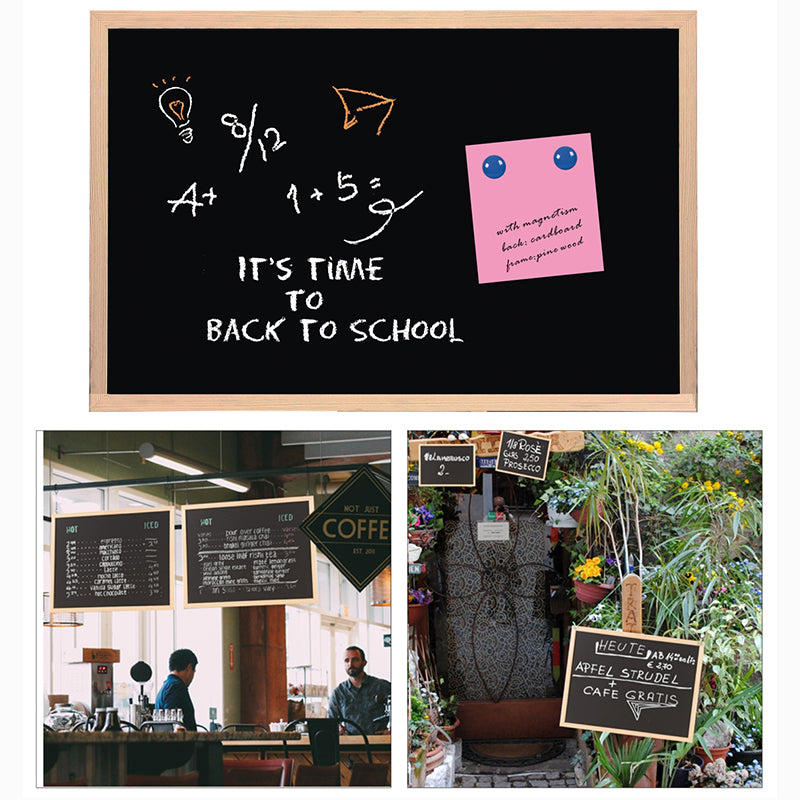 Wood Framed Magnetic Writing Black Board 30 x 40cm