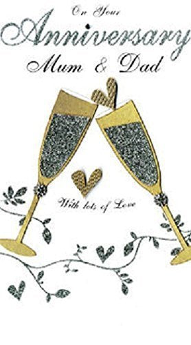 Mum & Dad Anniversary Card With Gem & Glitter Detailing 
