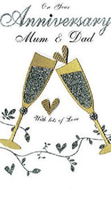 Mum & Dad Anniversary Card With Gem & Glitter Detailing 