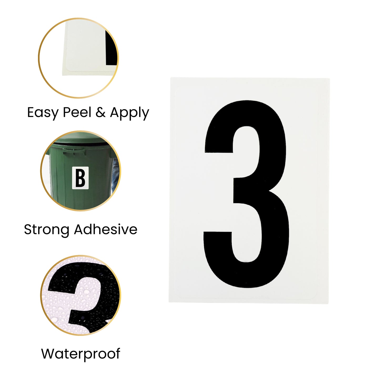 Waterproof Wheelie Bin Black Number 9 Sticker