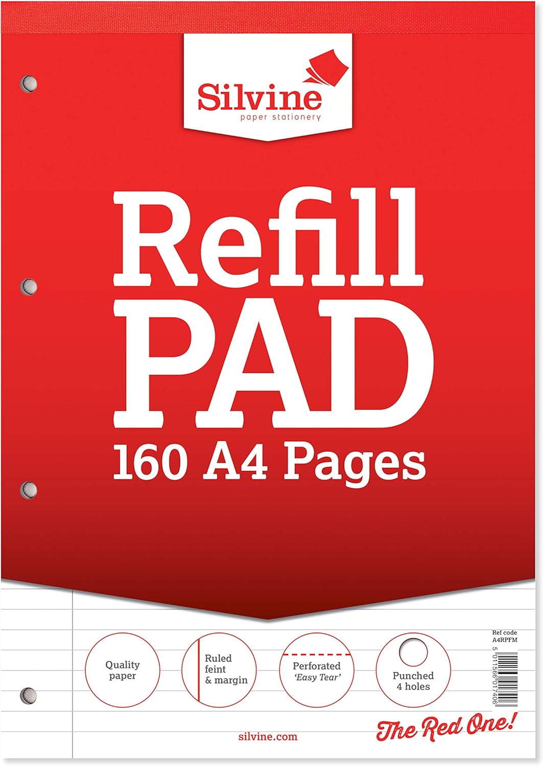 A4 160 Pages 8mm Feint with Margin Refill Pad (210x297mm)