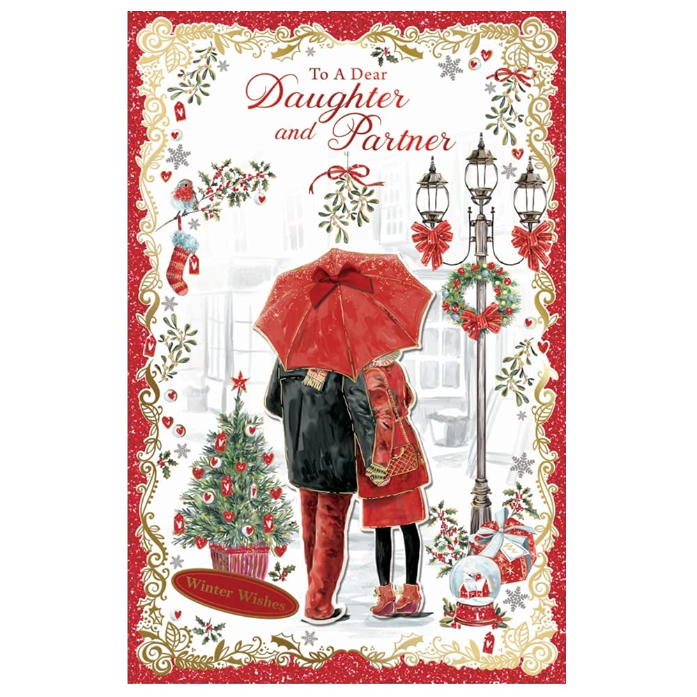 Winter Wishes To a Dear Daughter and Partner With Love Christmas Card