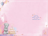 Bear Stood On Chair By Cake Celebration Great Granddaughter Birthday Card