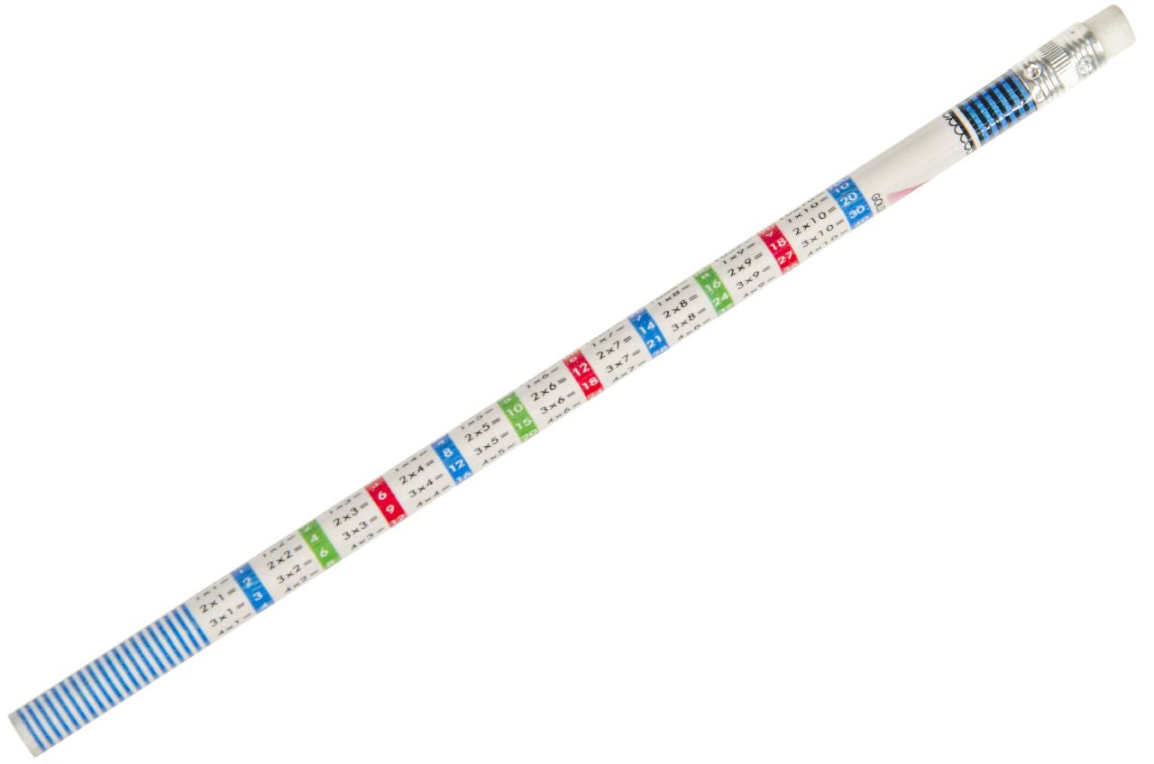 Pack of 12 Multiplication Tables Design Pencils with Eraser