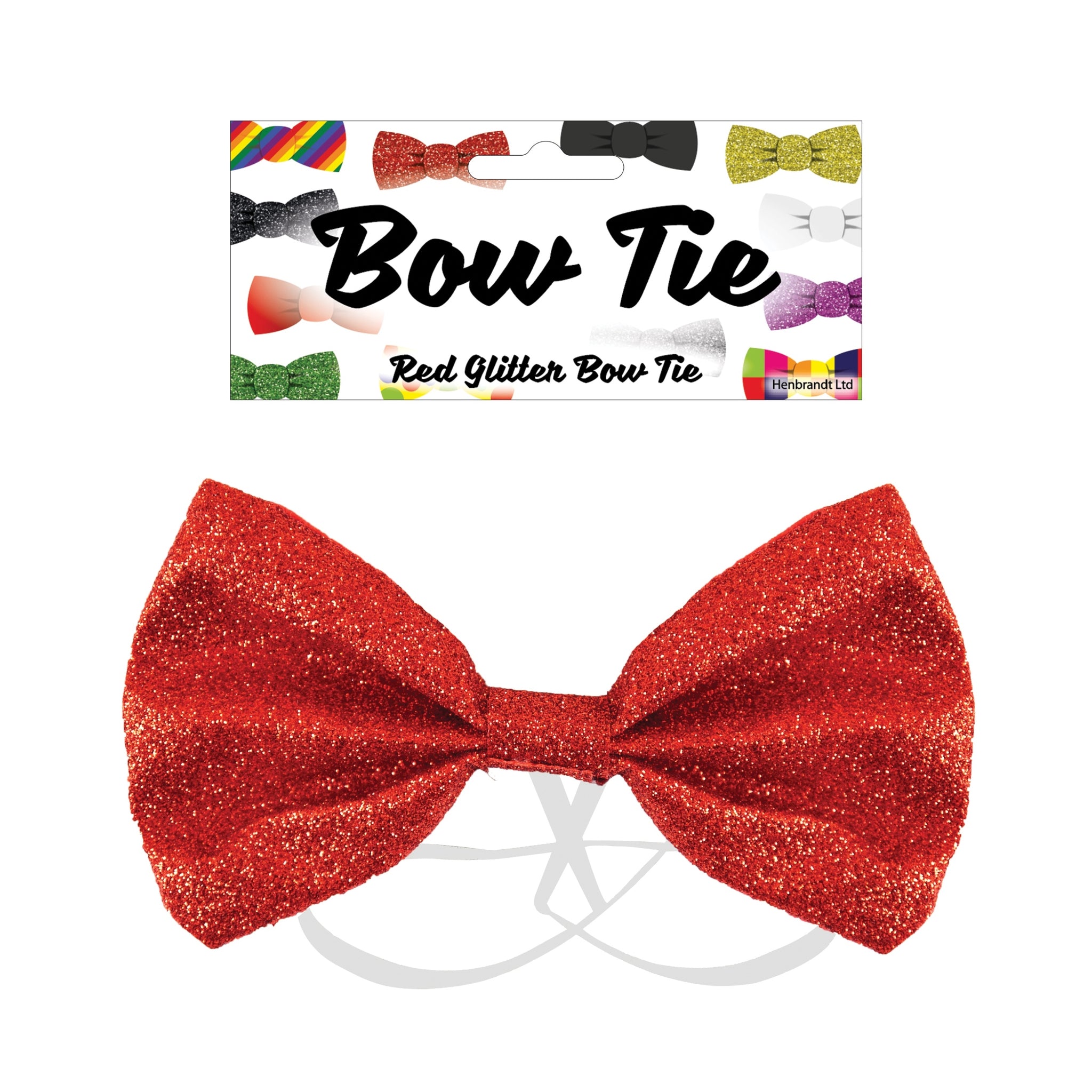 Red Bow Tie Glitter 12 x 7cm {DC}