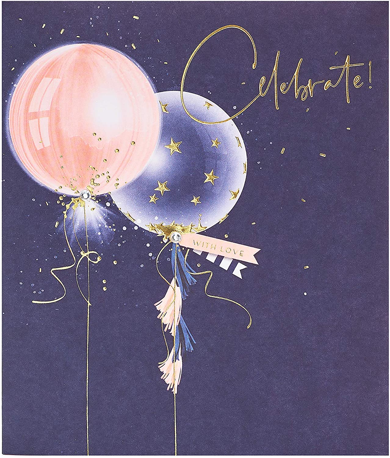 Celebrate Metallic Gold Foil Finished Balloons Greeting Card