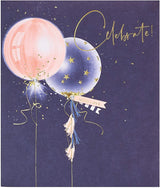 Celebrate Metallic Gold Foil Finished Balloons Greeting Card