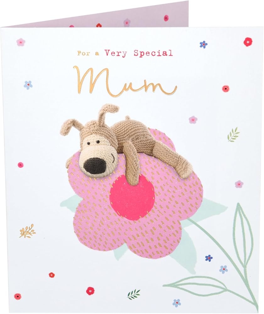 Mum Birthday Card Boofle Laying on a Big Flower 