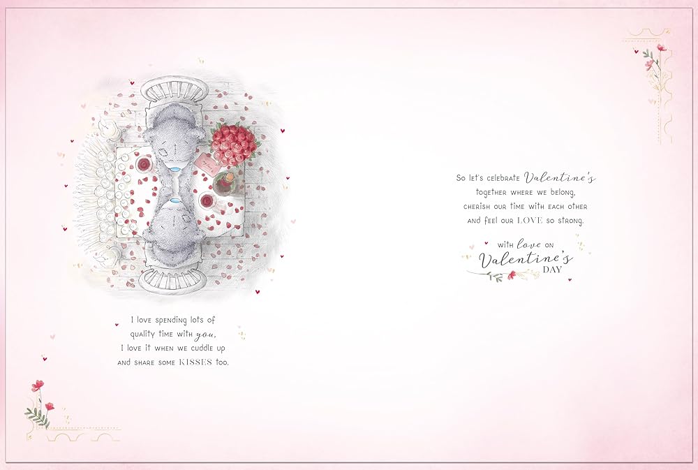 Bears Sat At Table Beautiful Fiancée Luxury Boxed Handmade Valentine's Day Card {DC}