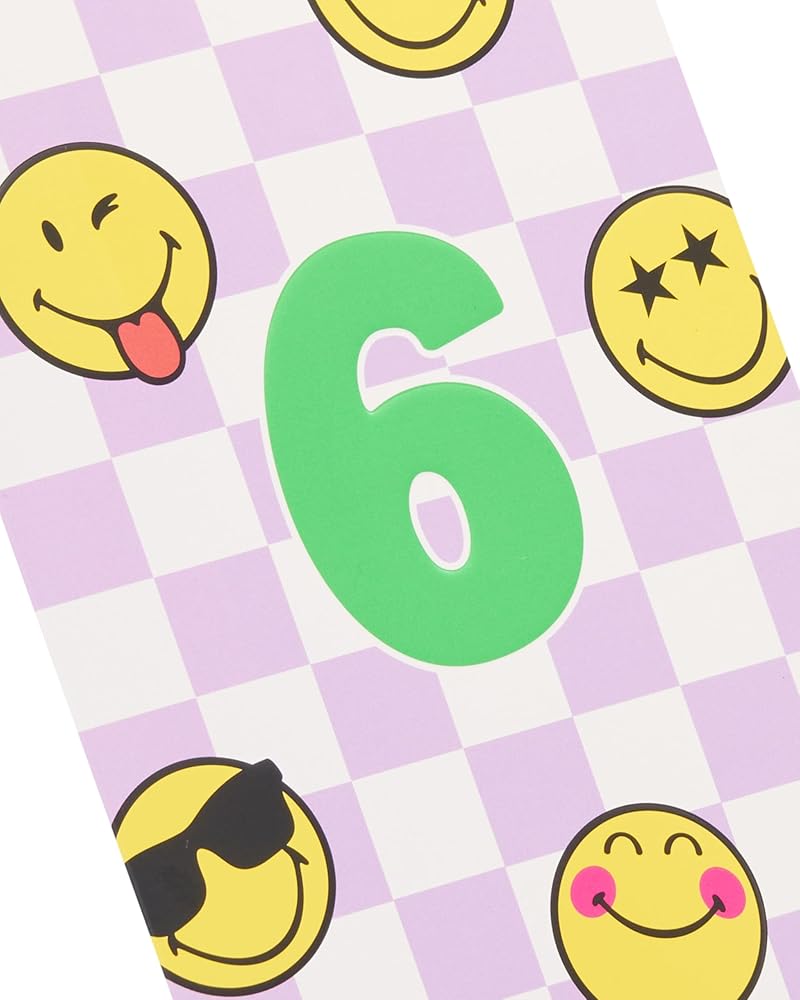 6th Birthday Card Smiley Silver Foil Design 