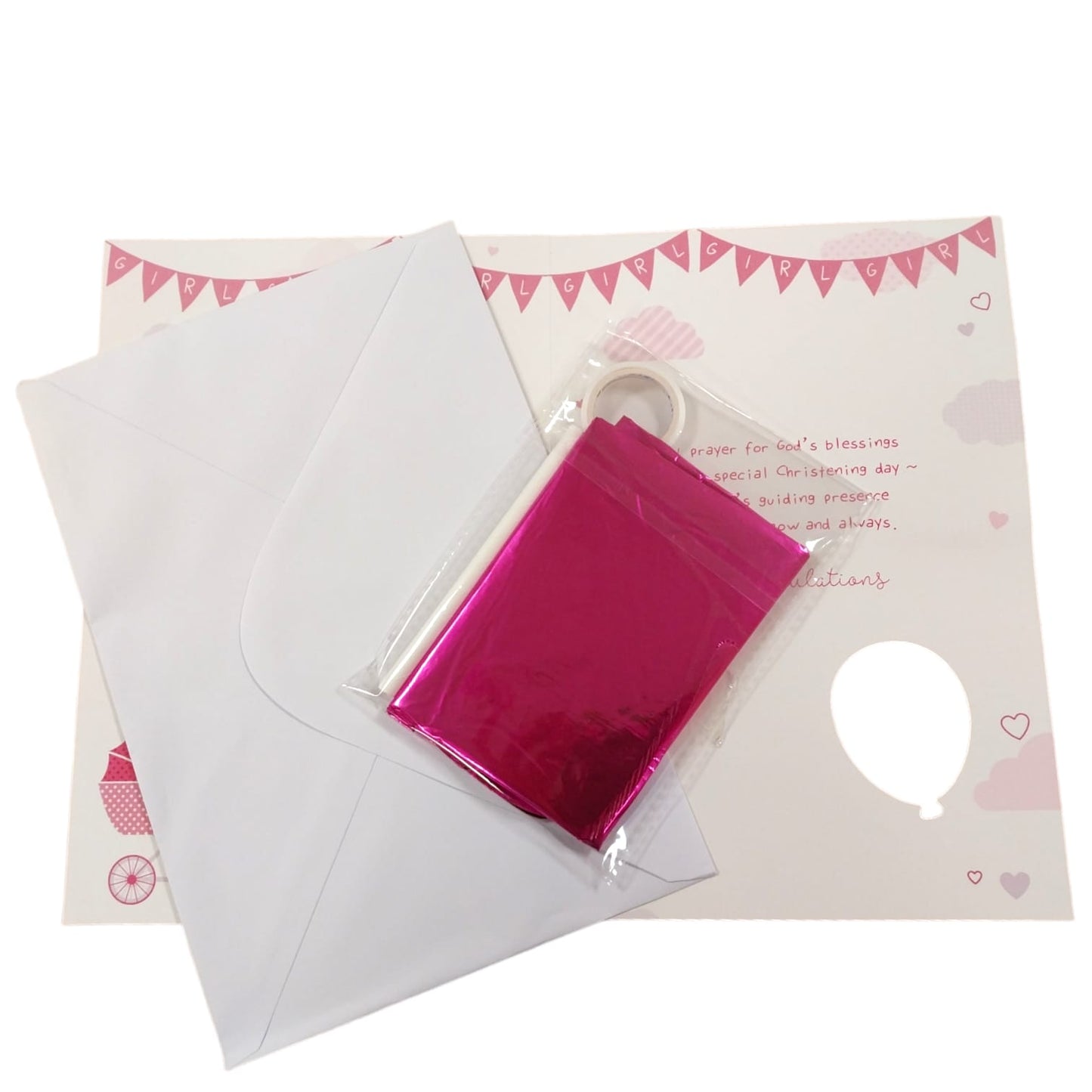 On the Christening of your Baby Girl Balloon Boutique Greeting Card