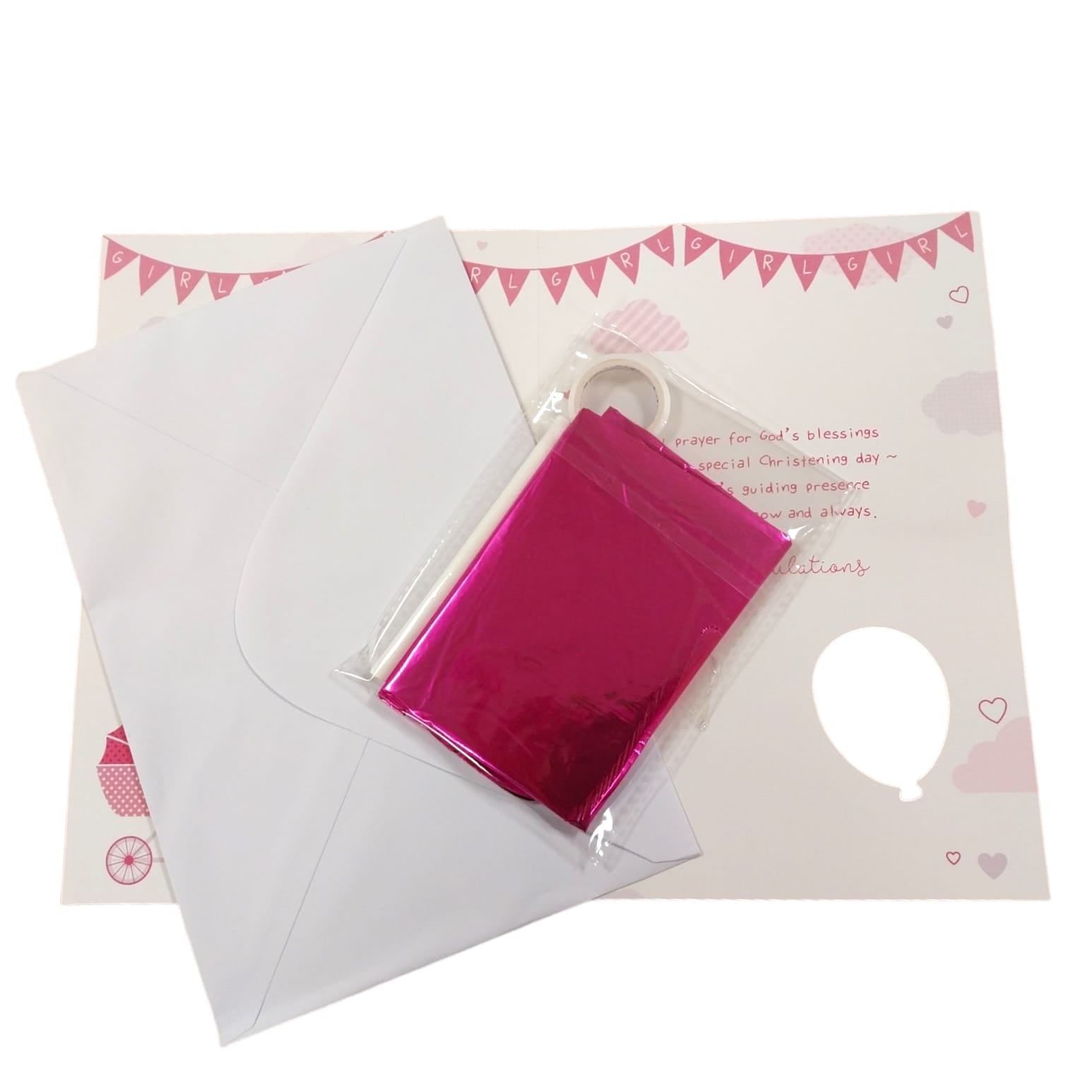 On the Christening of your Baby Girl Balloon Boutique Greeting Card