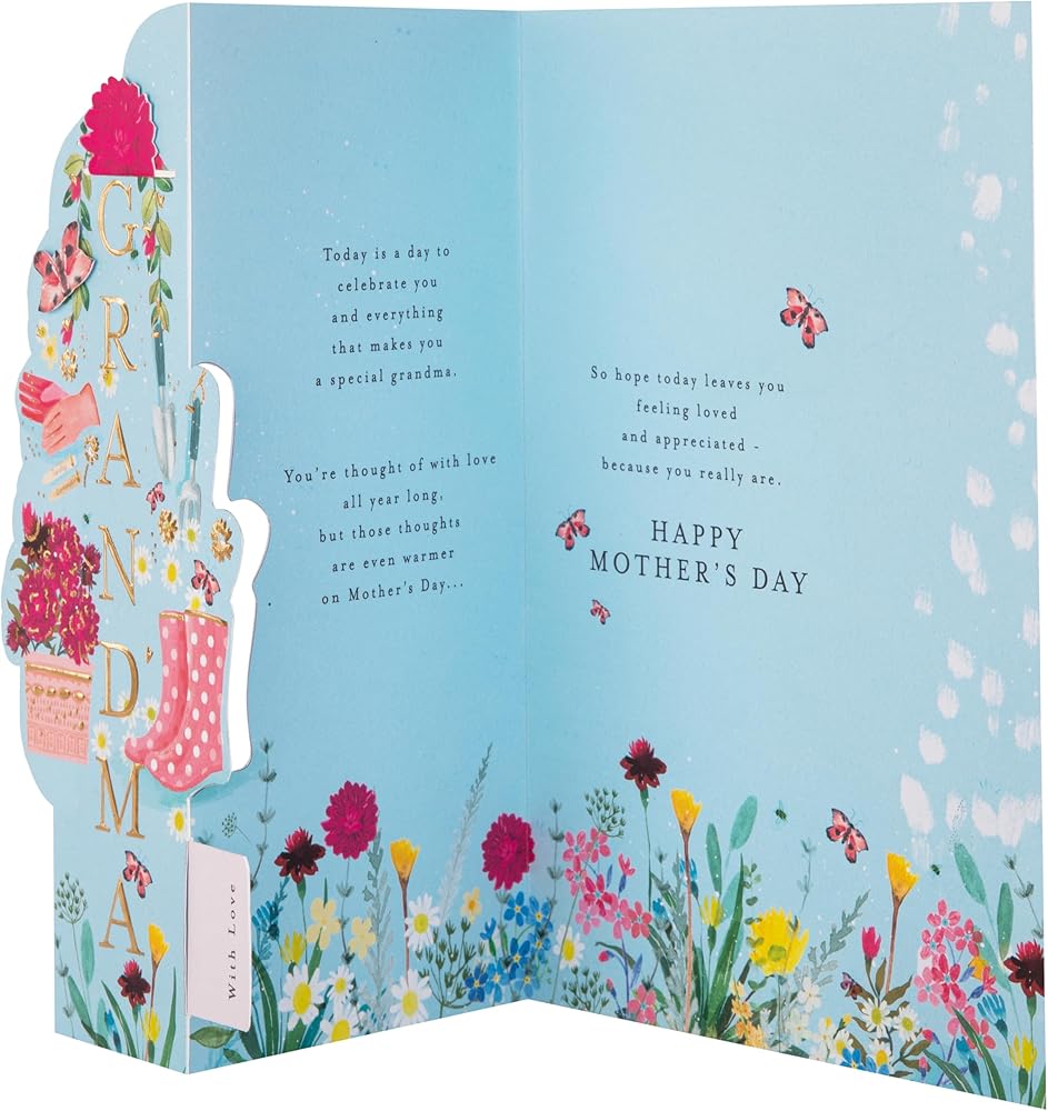 Floral Design Heartfelt Verse With Keepsake Bookmark Grandma Mother's Day Card