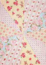 C1006 Yellow and Peach Shabby Chic Vintage Print Bunting 10m with 20 Pennants