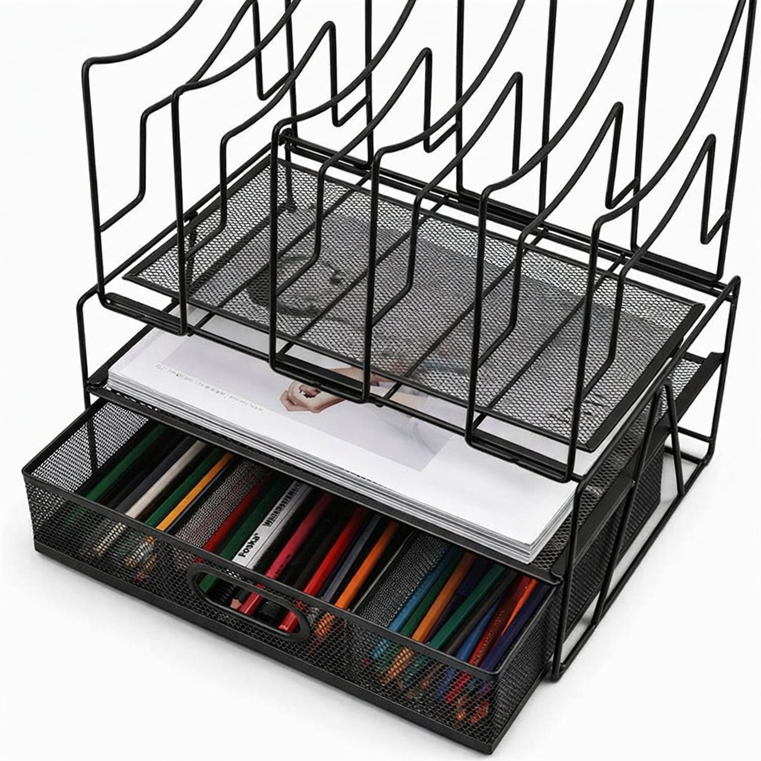 Black Desk Storage Rack Drawer-style File Document Organizer