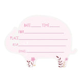 Pack of 8 Pink Floral Elephant Invitations