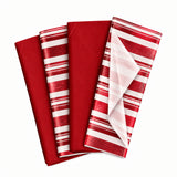 Pack of 8 Modern Stripe Band Luxury Red Foil Design & Plain Red 50 x 70 cm Tissue Sheets - Christmas Valentine Wedding Birthday