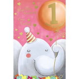 Elephant And Balloon Baby Girl 1st Birthday Card
