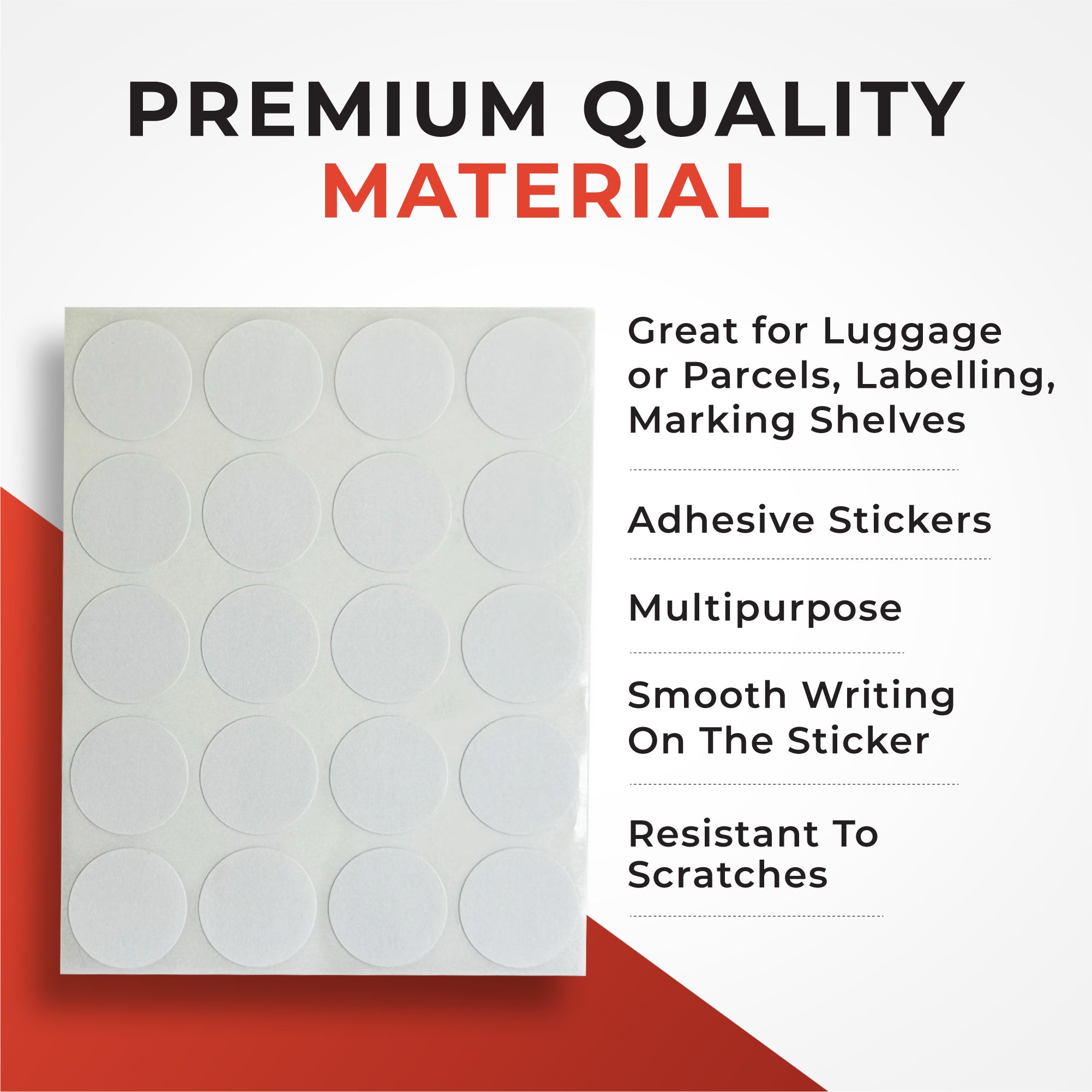Pack of 84 White 24mm Round Labels - Stickers
