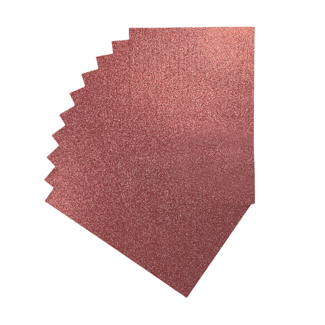 Pack of 10 A4 Rose Gold Glitter EVA Foam Sheets