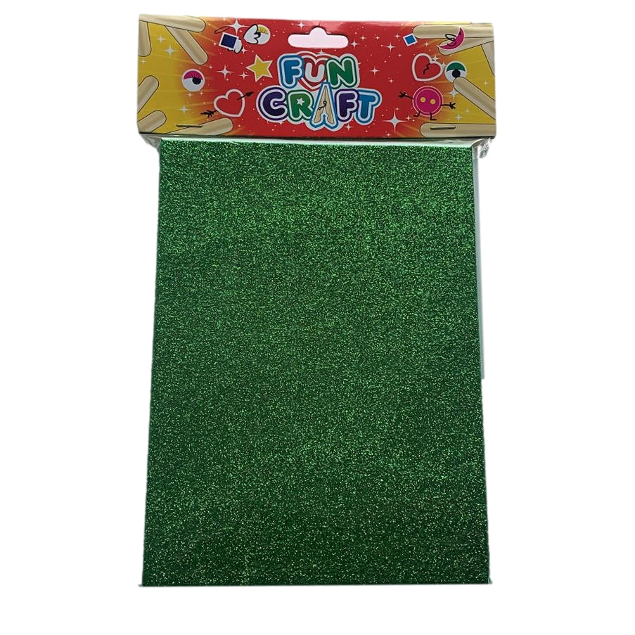Pack of 4 Green Glitter A5 Foam Sheets {DC}