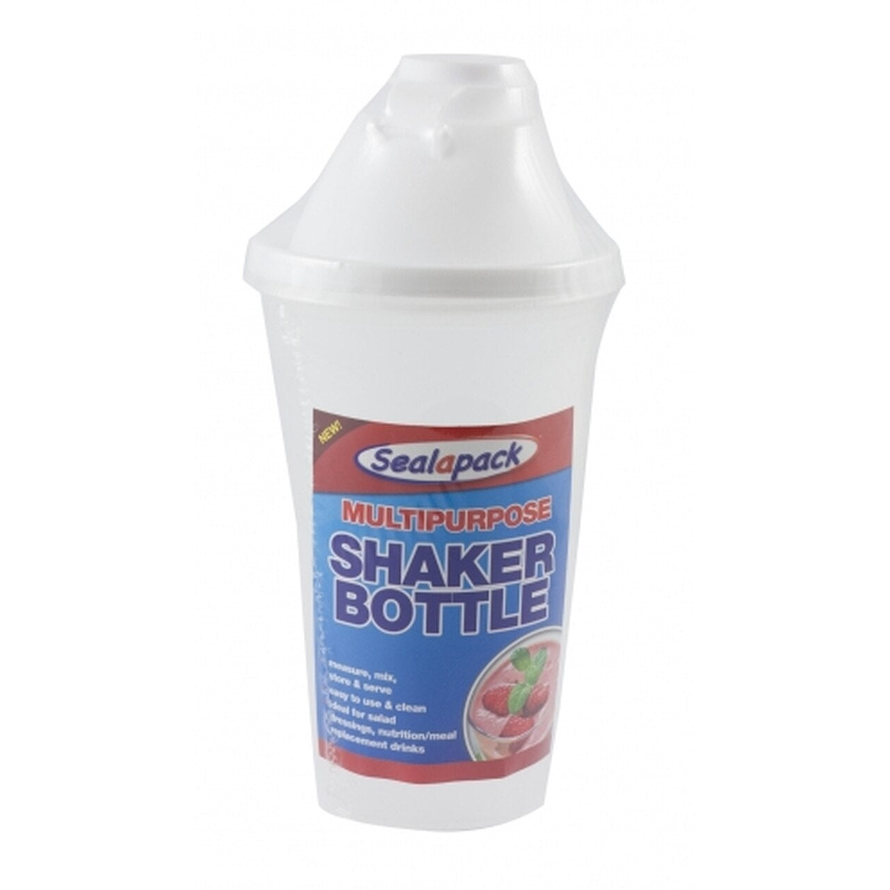 Sealapack Multipurpose Clear Plastic Reusable Shaker Bottle 16oz Measure Mix