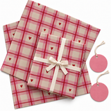 Pack of 2 Love Plaid Design 50 x 70 cm Gift Wrap Sheets with 2 Tags - Valentine’s Day Christmas Romantic Occasions Birthdays