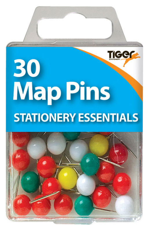 Pack of 30 Coloured Map Pins