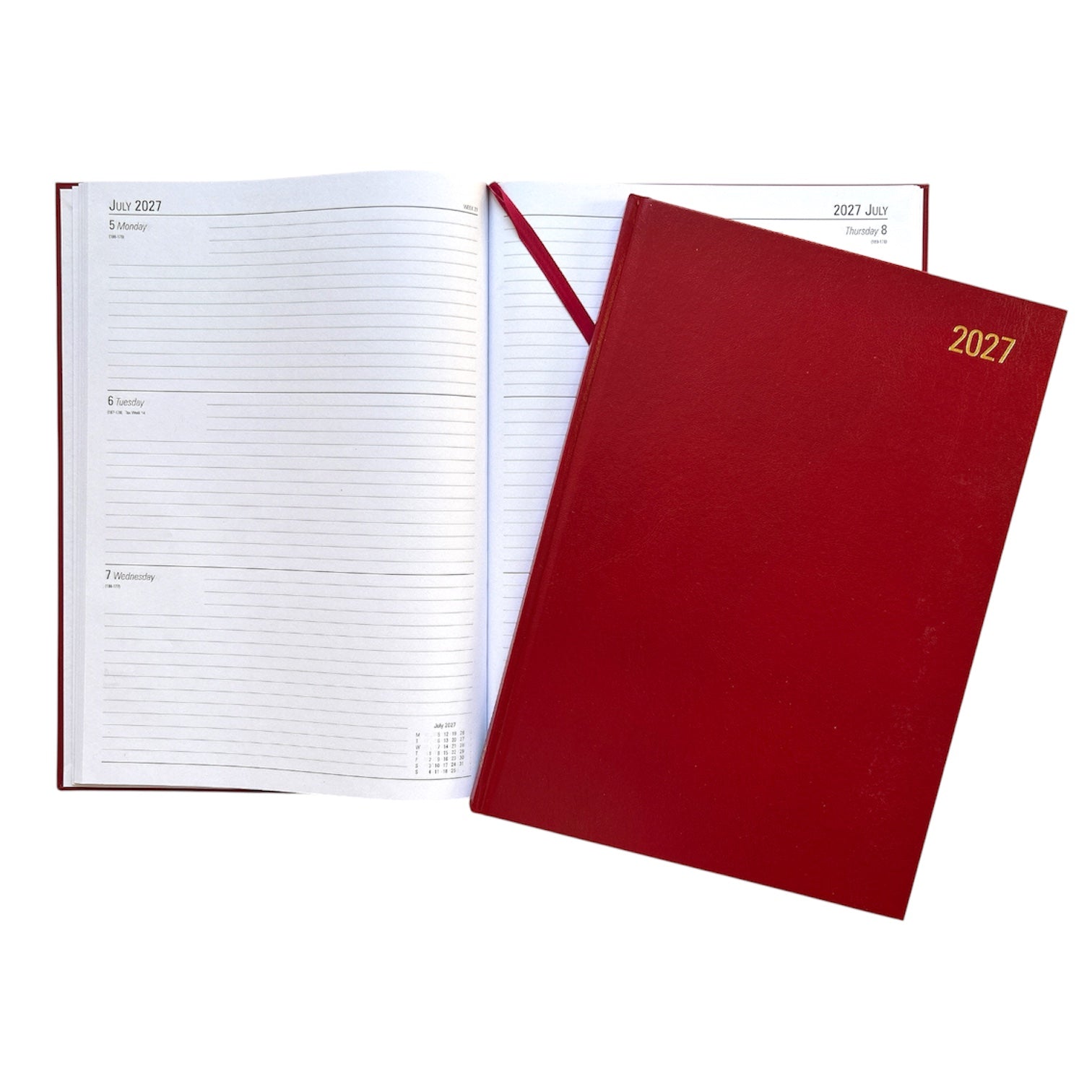 Janrax 2027 A4 Week To View Burgundy Desk Diary