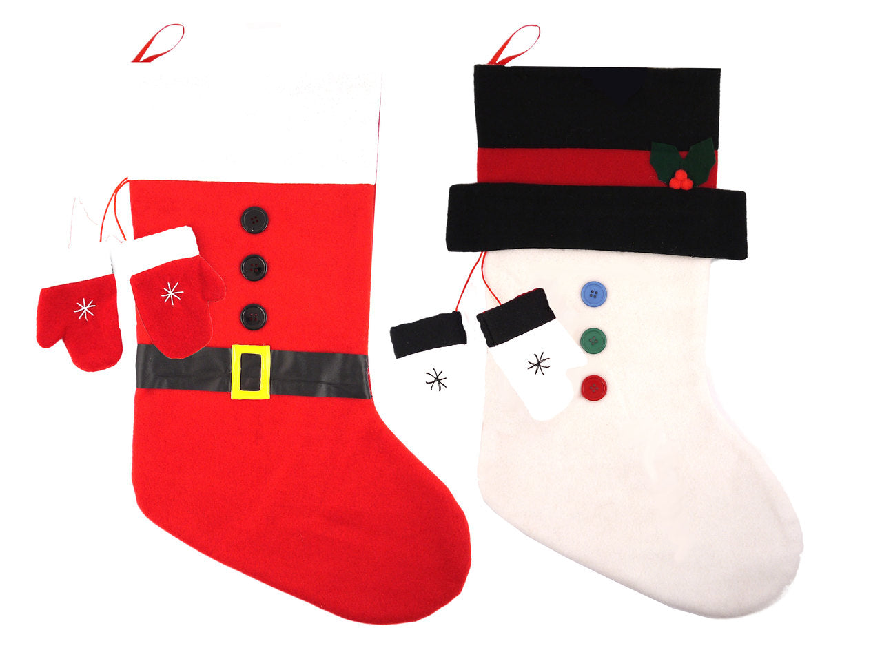 Christmas Design Stocking with Buttons and Hanging Gloves {DC}