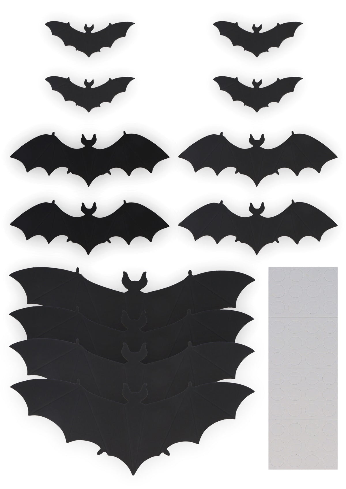 Pack of 12 Halloween Bat Wall Decorations with Adhesive Dots