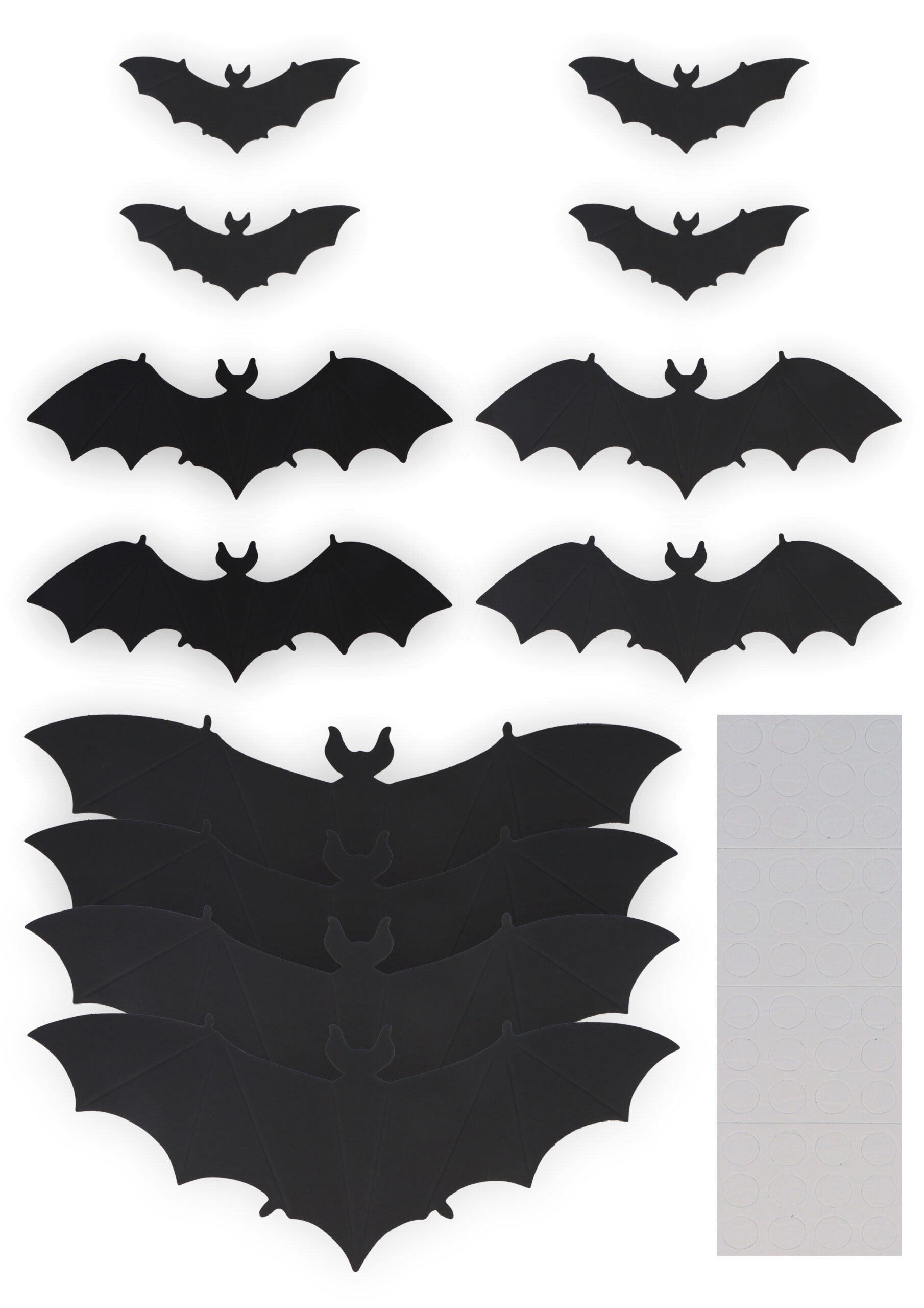 Pack of 12 Halloween Bat Wall Decorations with Adhesive Dots