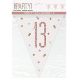 9ft Birthday Rose Gold Glitz Number 13 Prism Pennant Banner