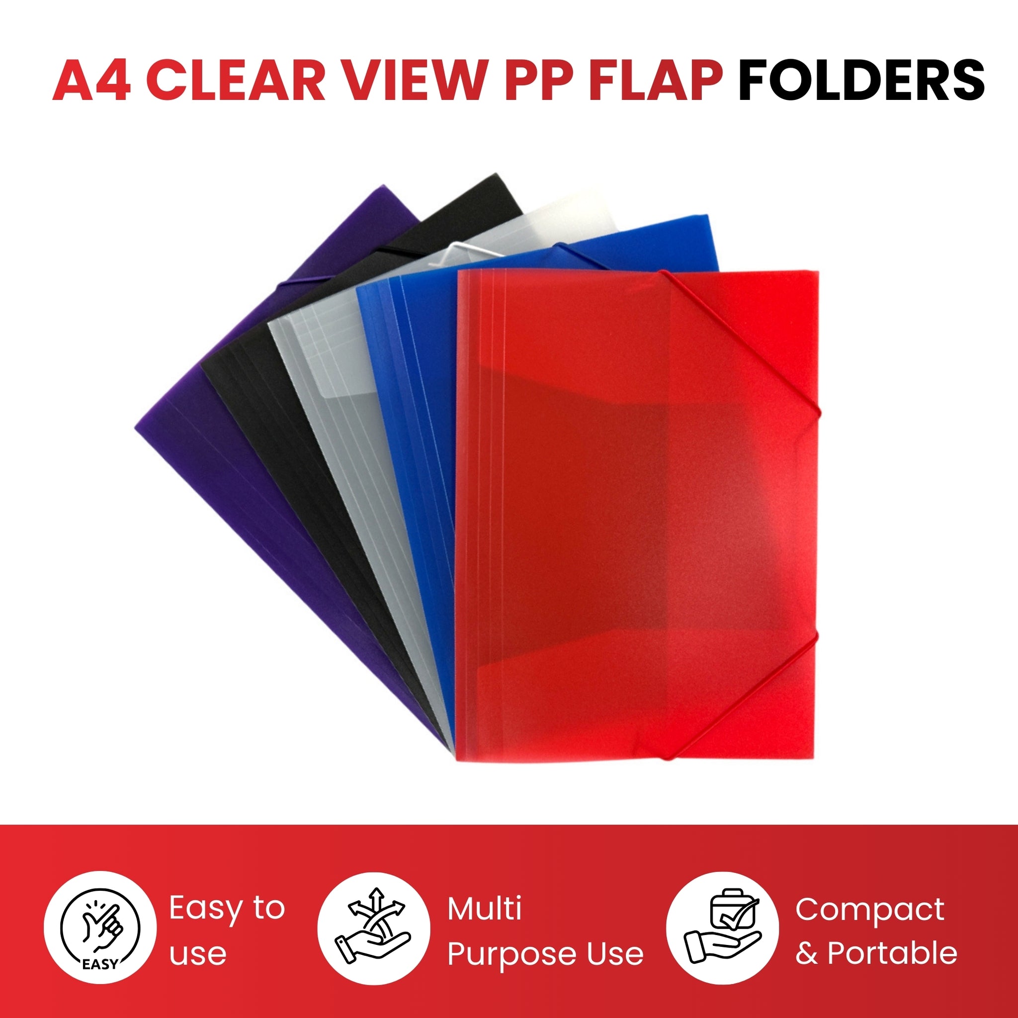 Janrax A4 Clear 3 Flap Folder with Elasticated Closure
