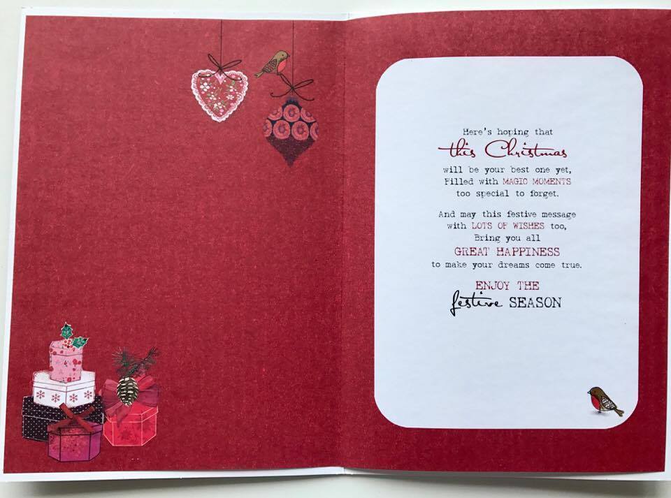 ALL OF YOU, NICE VERSE GOLD GILTTER TREE CHRISTMAS CARD 