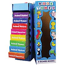 8 Animal Themed Board Books in a Book Tower
