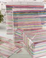 Foil Stripes Birthday Gift Wrapping Paper 1 Sheet & 1 Tags 