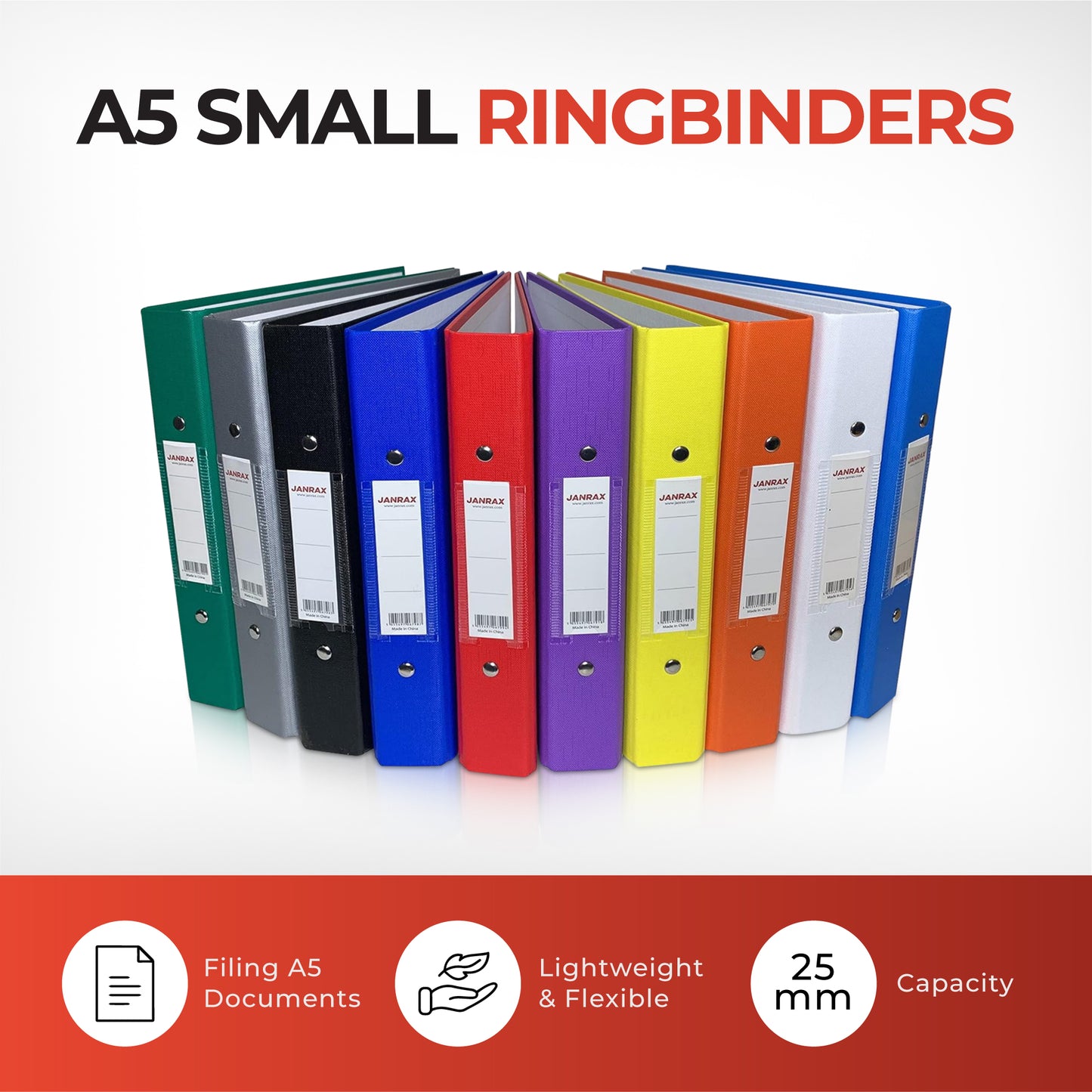 A5 Grey Paper Over Board Ring Binder by Janrax