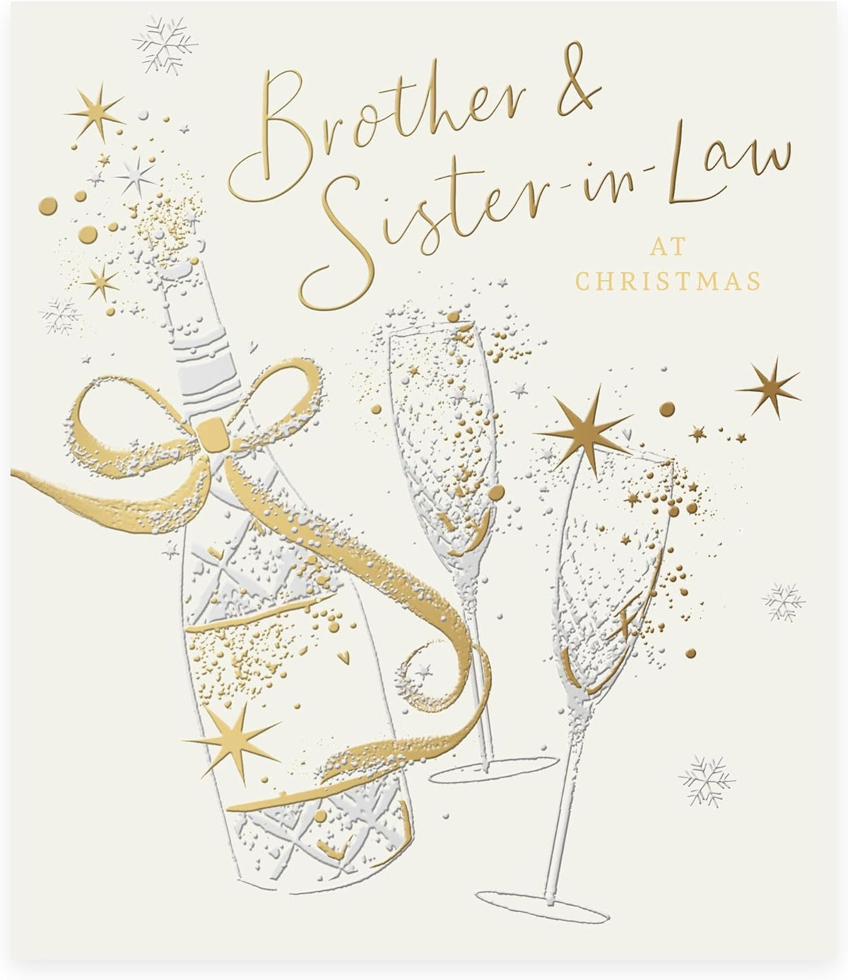 Champagne With Glasses Design Brother & Sister In Law Christmas Card