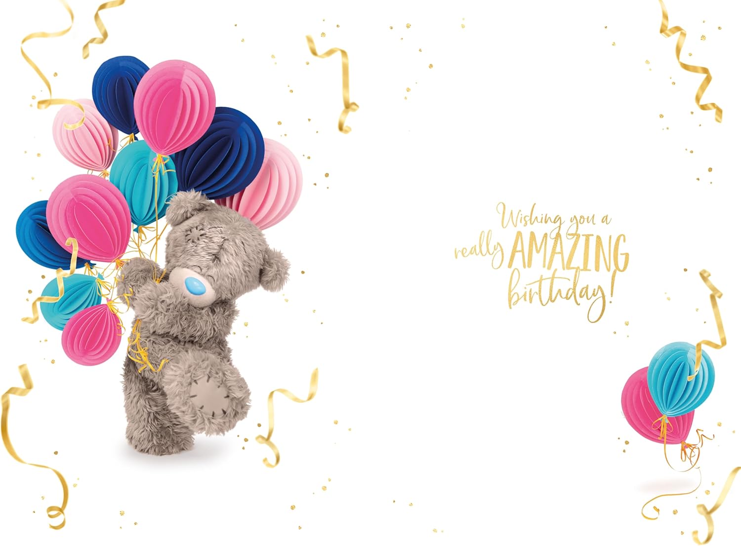 Bear Holding Balloons 3D Photo Finish Keepsake Niece Birthday Card
