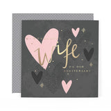 Heart Design Contemporary Luxury Foiled Wife Anniversary Card