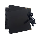 30 Sheets 20x20cm Spiral Bound 180gsm Black Scrapbook with Ribbon Closure and Metal Corners