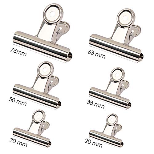 Pack of 12 Metal 50mm Spring Binding Grip Clips