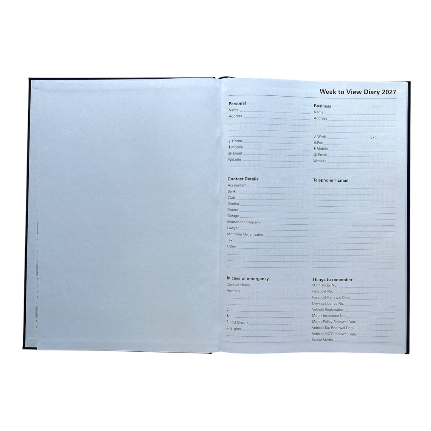 Janrax 2027 A4 Week To View Black Desk Diary