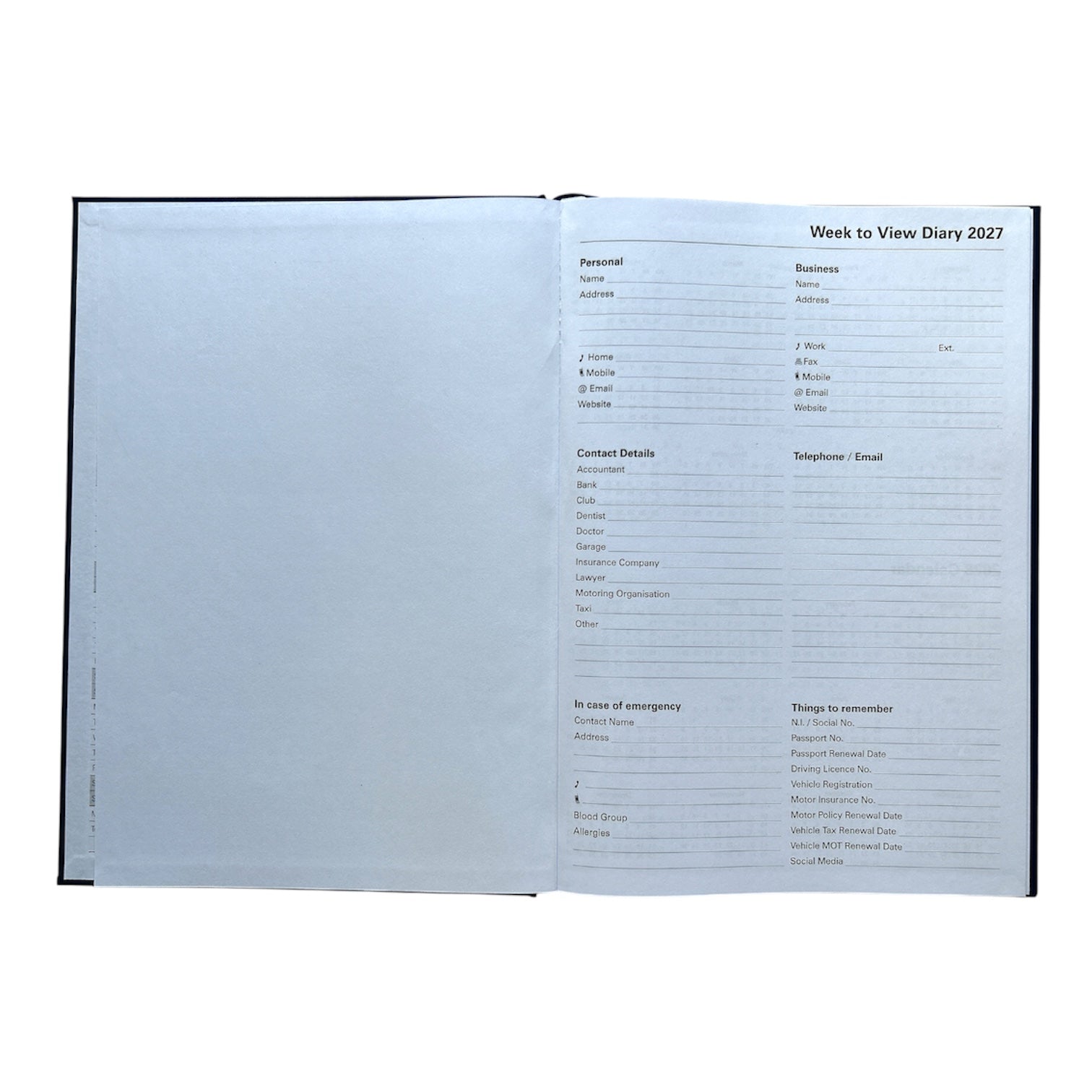 Janrax 2027 A4 Week To View Black Desk Diary