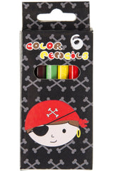 6 Pieces Pirate Design Colored Pencils 9cm
