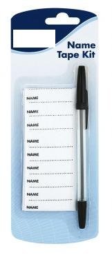Name Tape Kit With Permanent Black Ink Laundry Pen