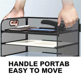 Black Multi-layer Desktop Document Storage Basket Rack 35 x 30 x 27.5cm